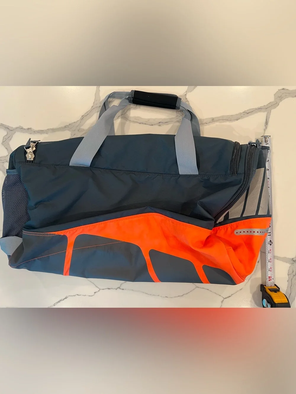 Nike Mens Steel grey and Neon Orange Sports Duffel Bag with Gray Straps